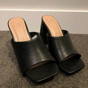 A New Day Black Block Heel Sandal